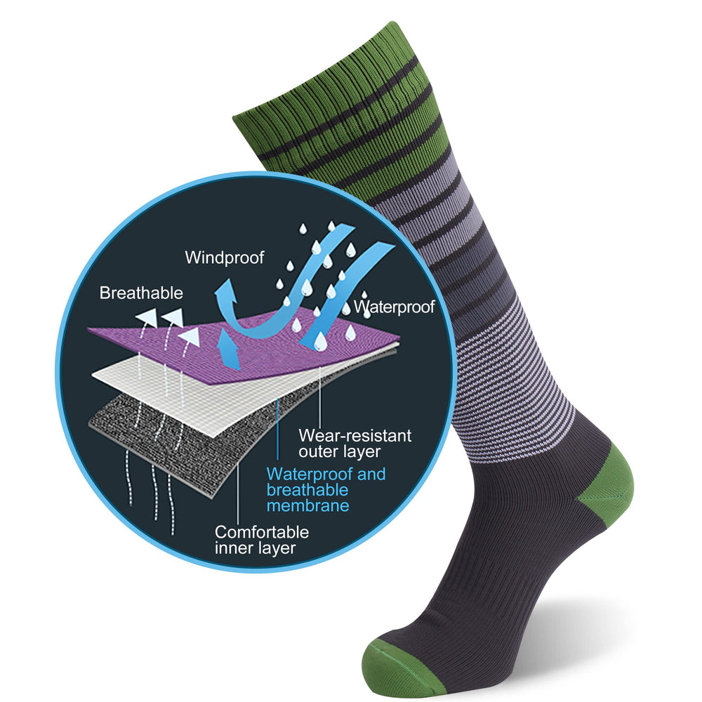 RANDY SUN waterproof socks for women, side view, moisture-wicking performance for hiking and kayaking.
