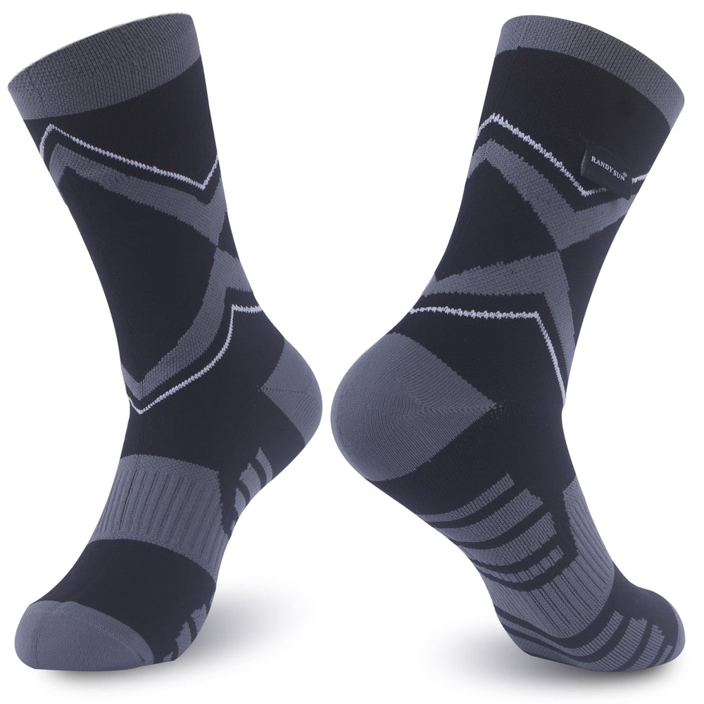 RANDY SUN waterproof socks packaging display highlights outdoor-ready design and features.