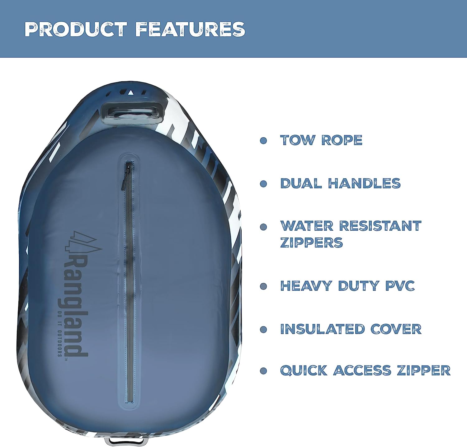 Rangland Adventure-30 kayak cooler with water-resistant zippers for secure storage