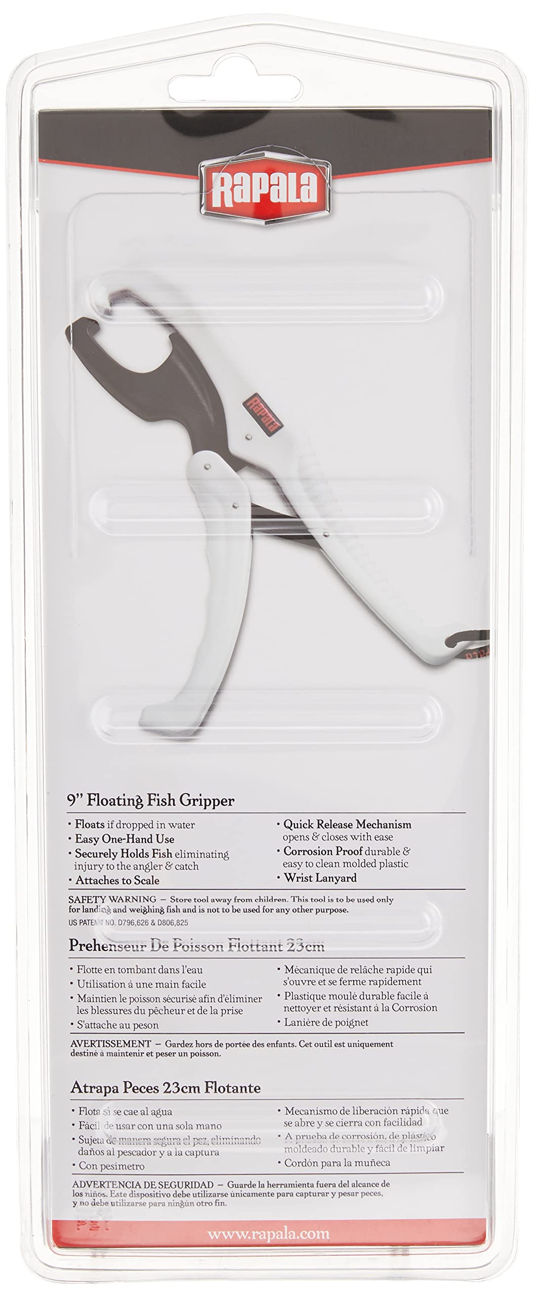 Rapala 9-inch Floating Fish Gripper white and black - grip close-up