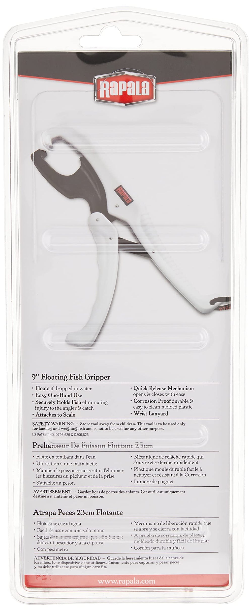 Rapala 9-inch Floating Fish Gripper white and black - grip close-up