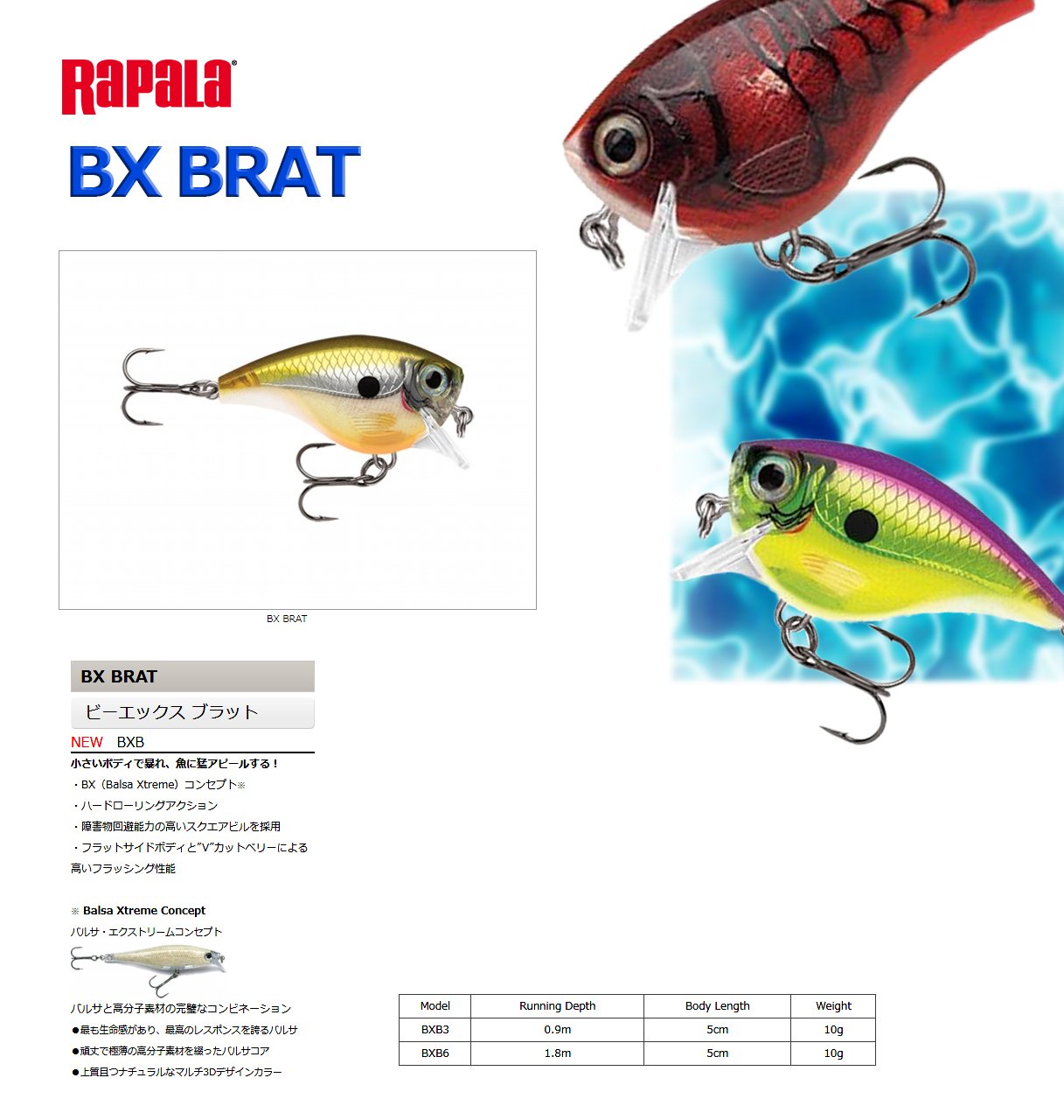 Rapala Balsa Xtreme Brat 03 Silver side view, excels in wobble speed for reactive strikes.