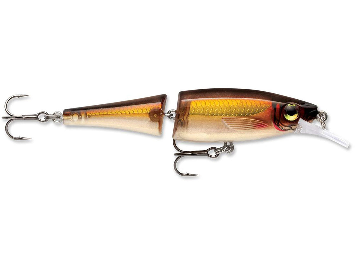 Rapala BXJM09GSH Gold Shiner jointed minnow lure for freshwater bass fishing.