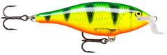 Rapala Big Bait Super Shad Wrap Fire Perch lure with lifelike action for bass fishing.