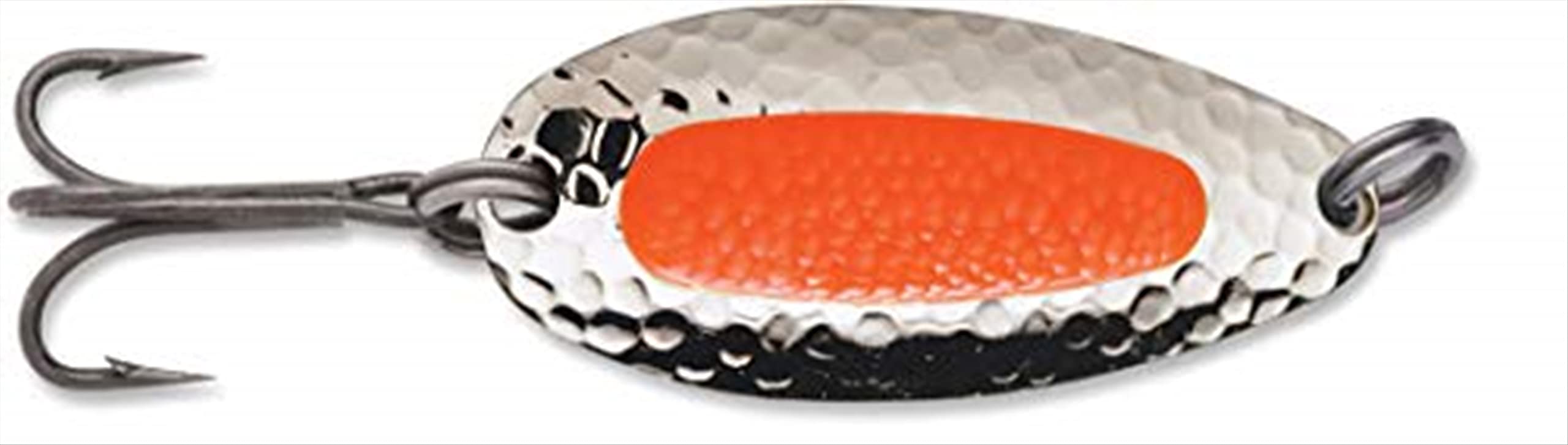 Rapala Blue Fox Pixiee Spoon 1/4 oz with nickel body and fluorescent orange insert attracts salmon and trout.