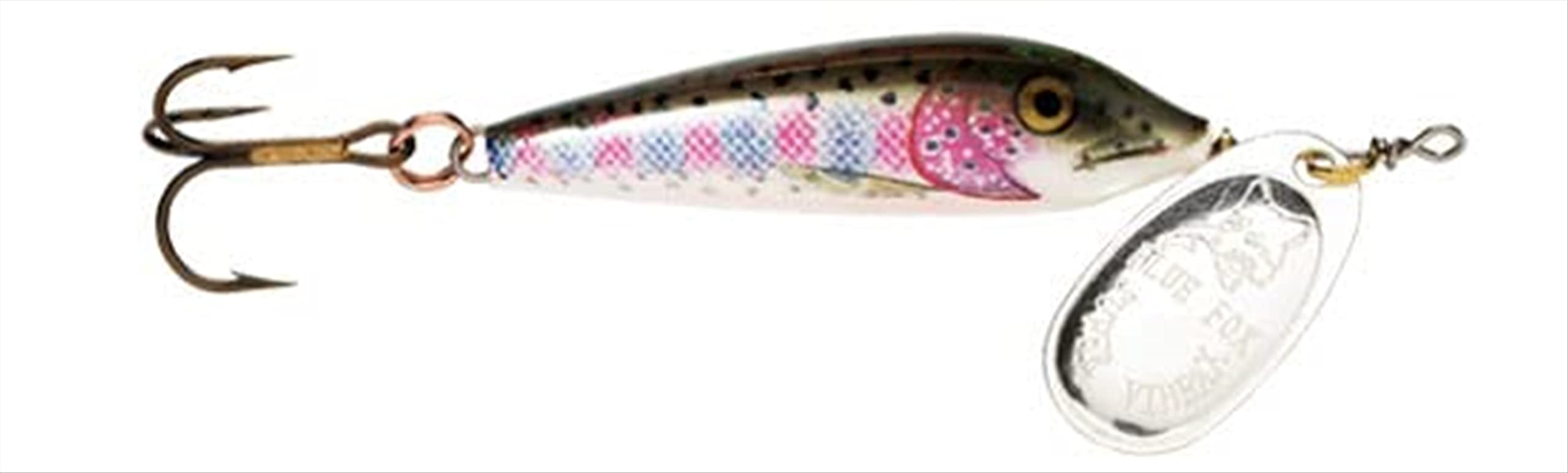 Rapala Blue Fox Vibrax Minnow in rainbow trout finish for precise casts and enticing trout attraction