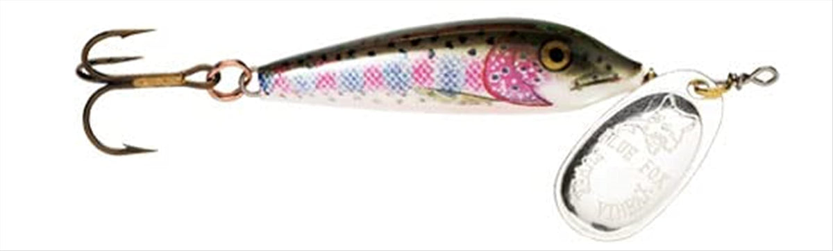 Rapala Blue Fox Vibrax Minnow in rainbow trout finish for precise casts and enticing trout attraction