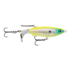 Rapala ClapTail 110 topwater lure Okie Bone creates surface noise to attract bass.
