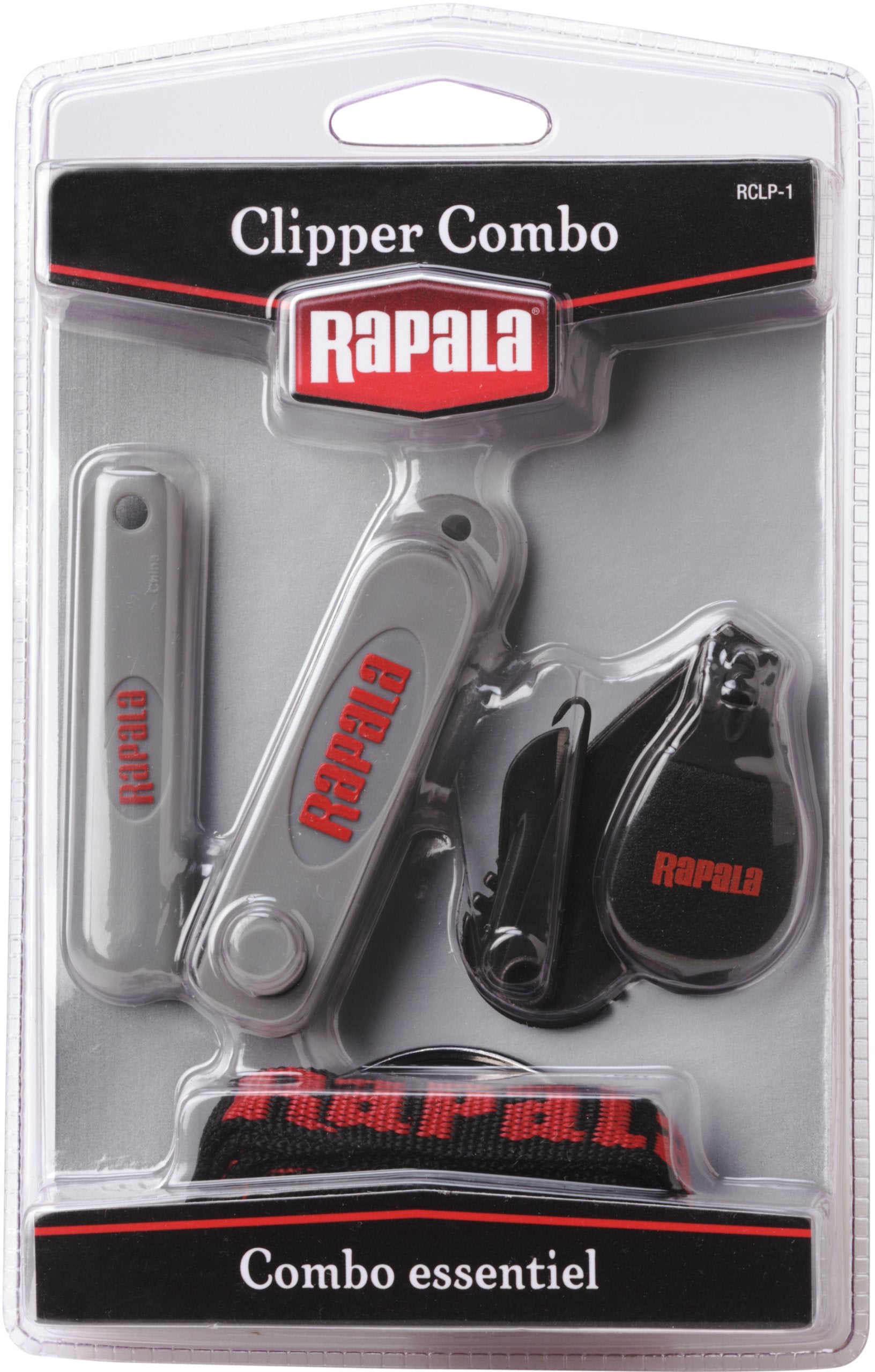 Rapala Clipper Combo on neck lanyard for quick line cutting and tool access.