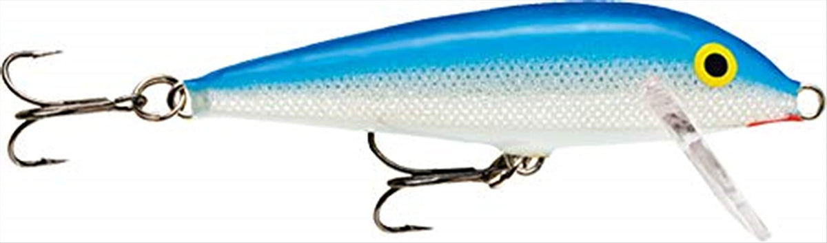Rapala Countdown 03 blue lure demonstrates depth-control swimming action for suspended fish.