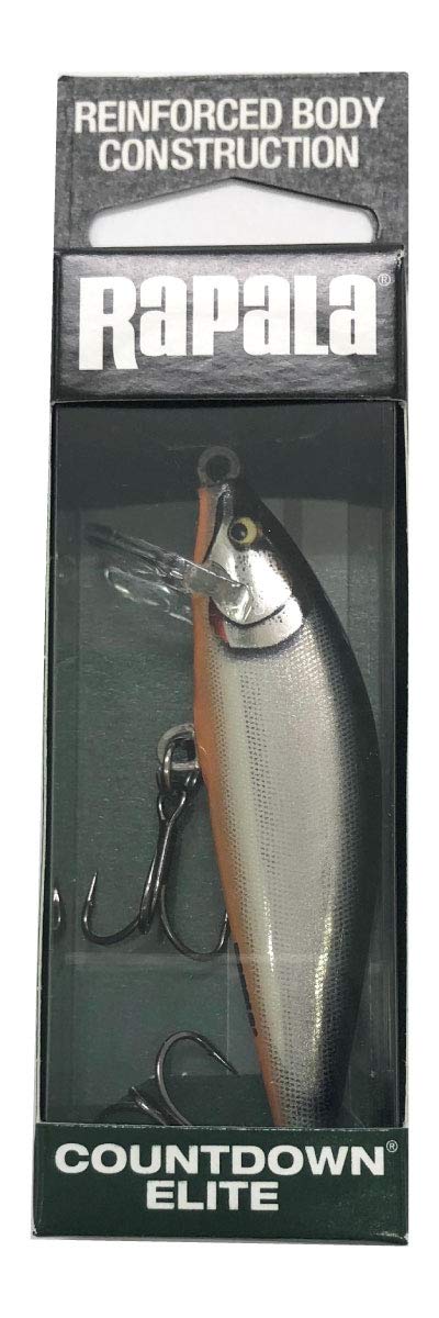 Rapala CountDown Elite lure close-up, gilded silver shad, ideal for trout and bass.