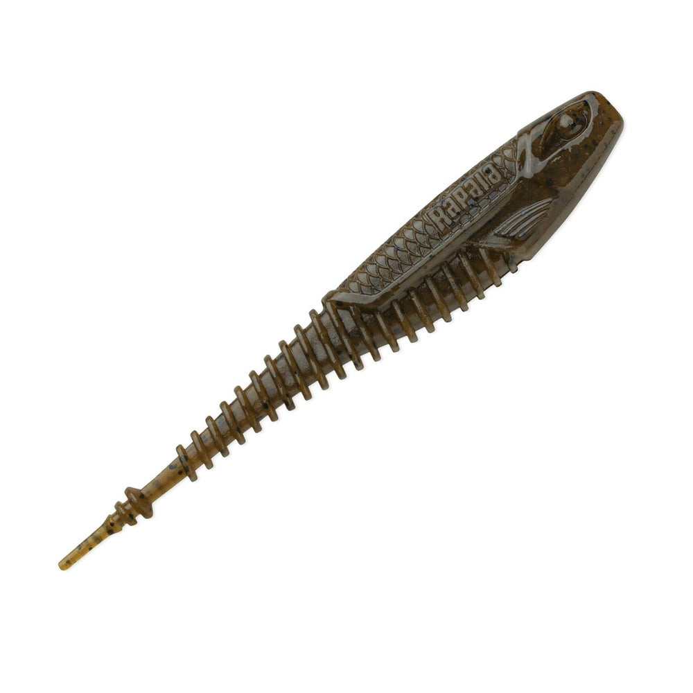 Rapala CrushCity Freeloader swimbait minnow in green pumpkin shows natural profile for bass and walleye strikes