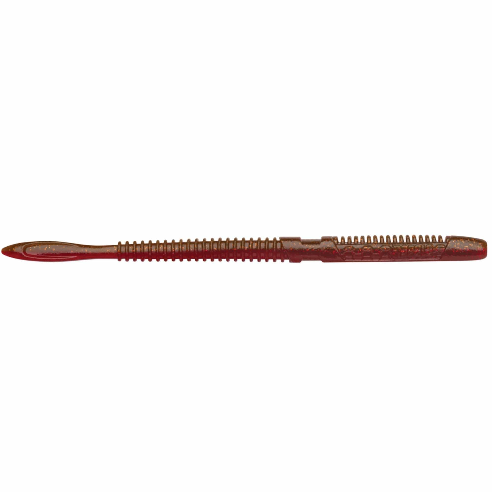 Rapala CrushCity Janitor worm Ox Blood Red Flake detail for finesse bites