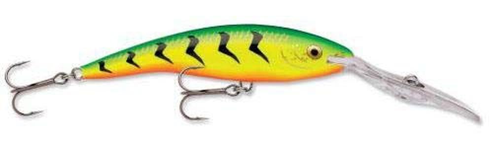 Rapala Deep Tail Dancer 09 bleeding tiger action shows wide tail swim.