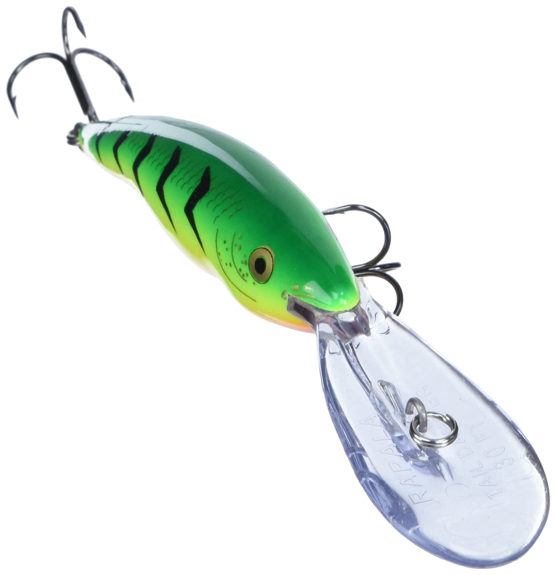 Rapala Deep Tail Dancer 11 lure demonstrates wide tail swimming action to attract predators.