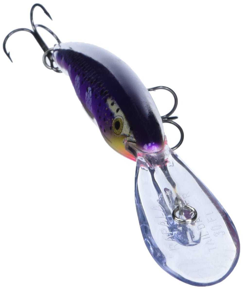 Rapala Deep Tail Dancer 11 Purpledescent lure features balsa wood construction.