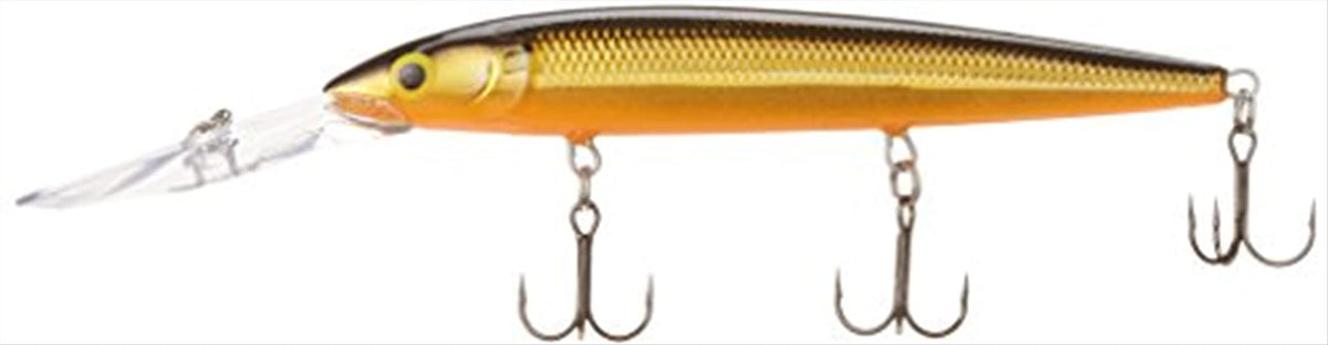 Rapala Down Deep Husky Jerk 10 Gold lure designed for deep-water trolling and long casts.