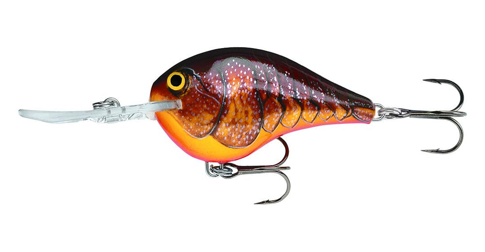 Rapala DT06 in dark brown crawdad with vivid pattern for long casts.