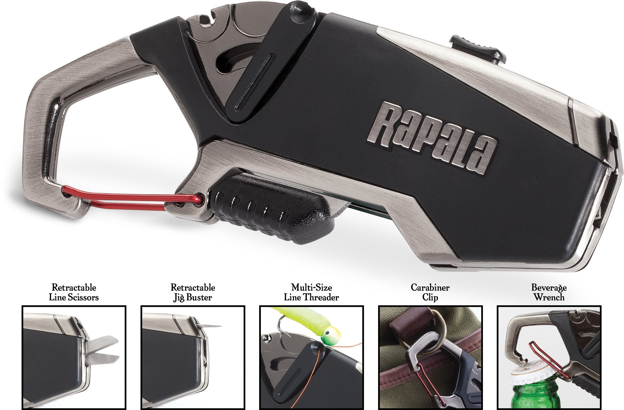 Rapala Fisherman's Multi-Tool featuring jig eye punch for precise hook work