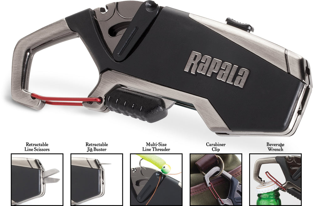 Rapala Fisherman's Multi-Tool featuring jig eye punch for precise hook work