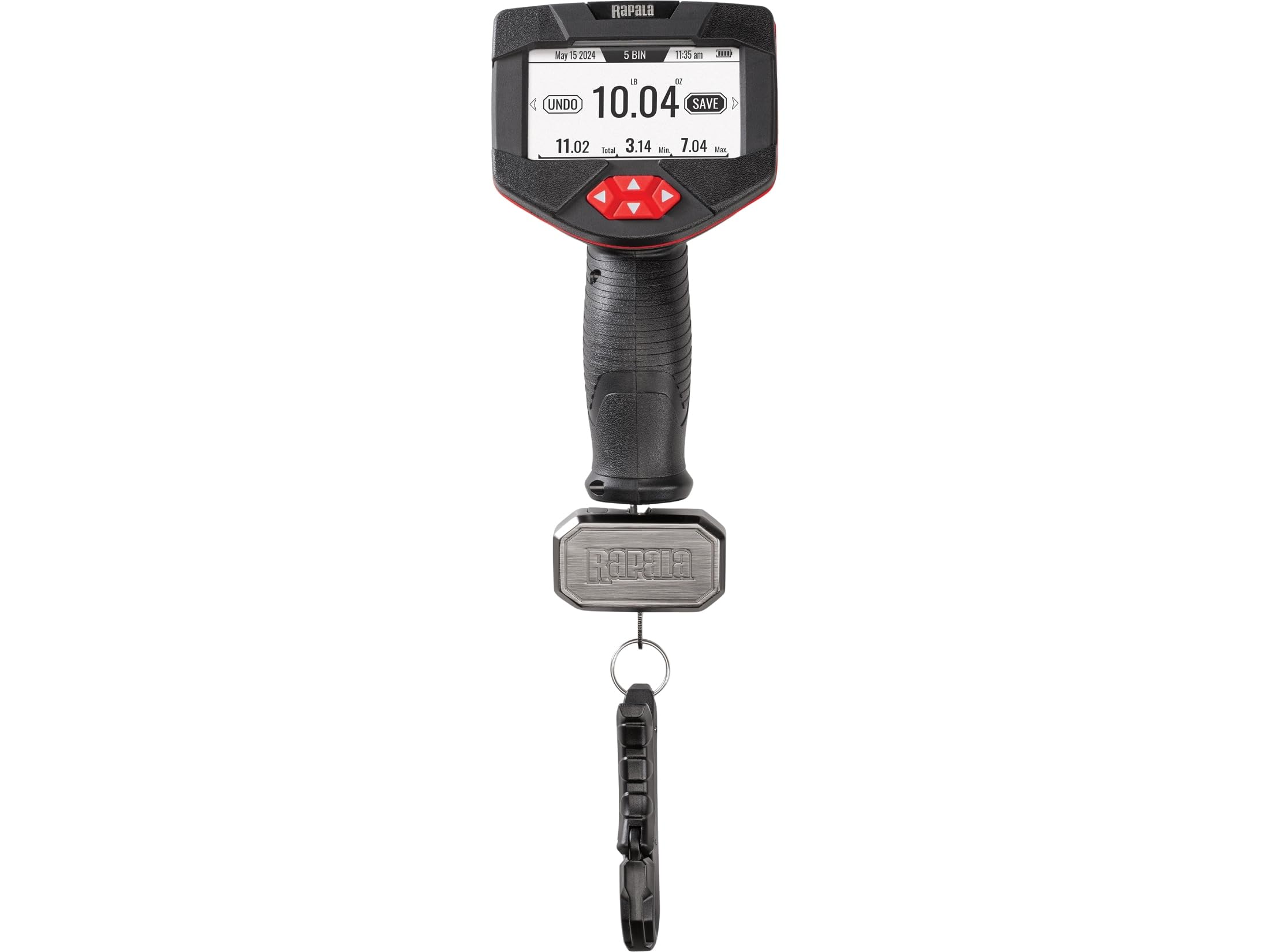 Rapala High Vis Digital Scale 20lb display provides quick weight readings.