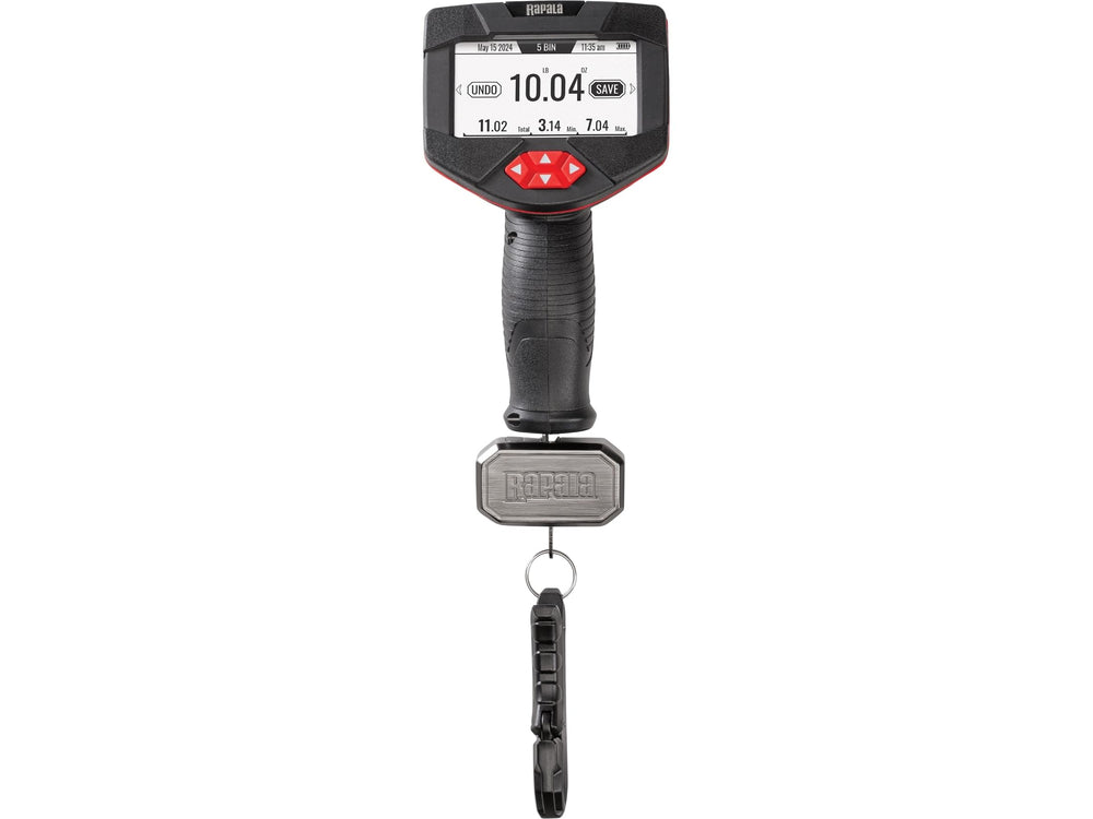 Rapala High Vis Digital Scale 20lb display provides quick weight readings.