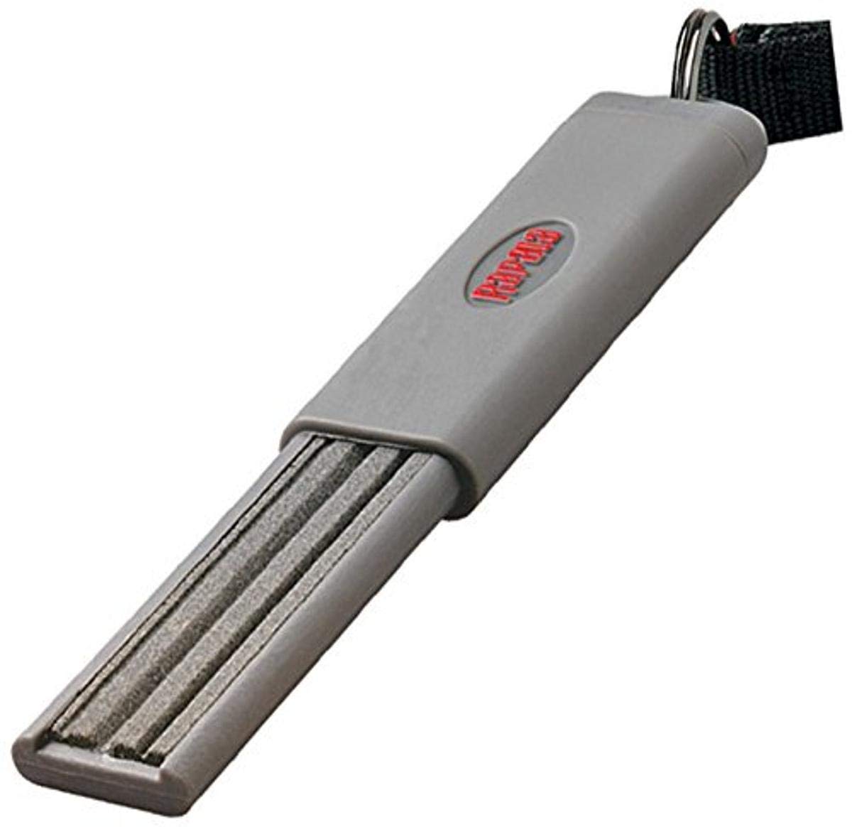 Rapala hook sharpener retractable for quick hook point restoration.