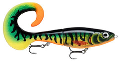 Rapala HTIP Otus lure Hot Tiger close-up shows durable ABS body and soft PVC tail.