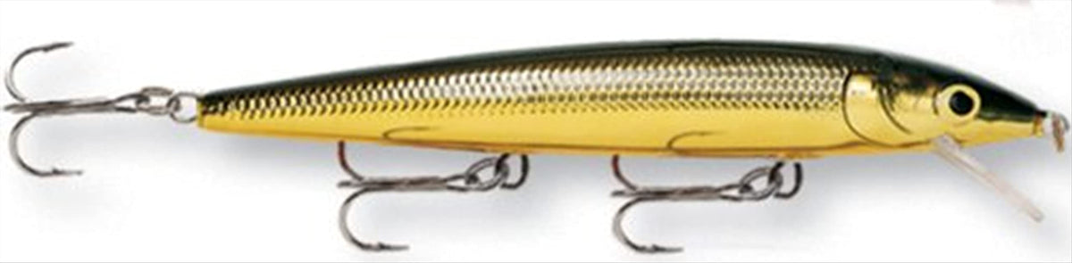 Rapala Husky Jerk 10 gold lure with loud rattles for long casts and steady action