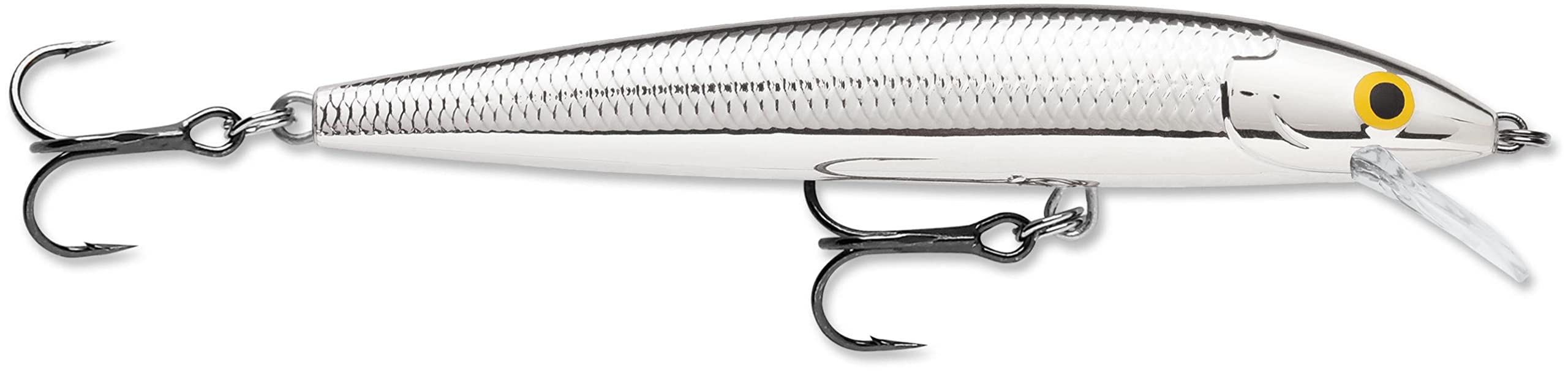 Rapala Husky Jerk 10 Pure Chrome front view with reflective finish to attract strikes