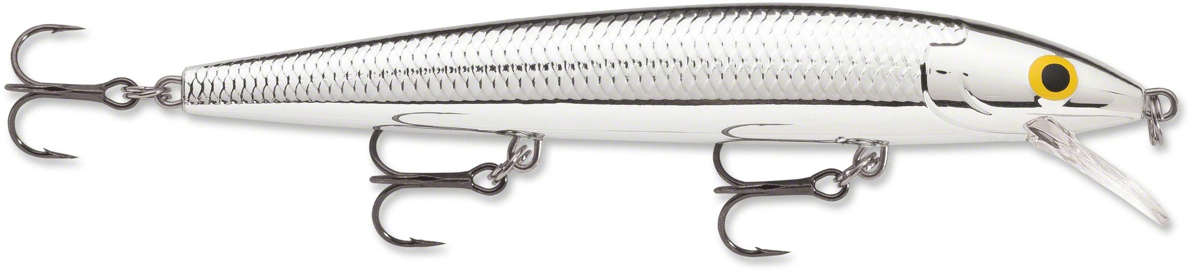 Rapala Husky Jerk 14 Pure Chrome lure with reflective finish for visibility.