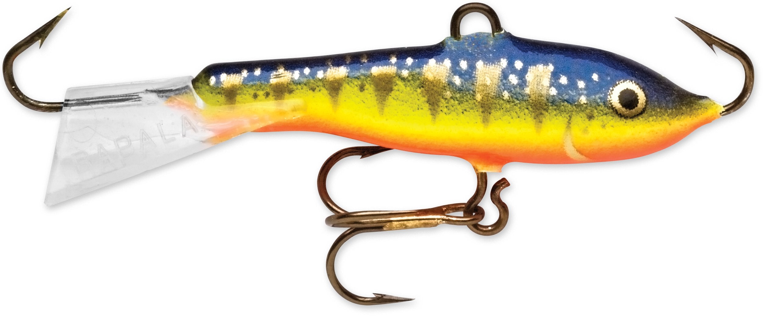 Rapala Jigging Rap 03 Glow Hot Perch lure glows underwater to attract strike-seeking fish