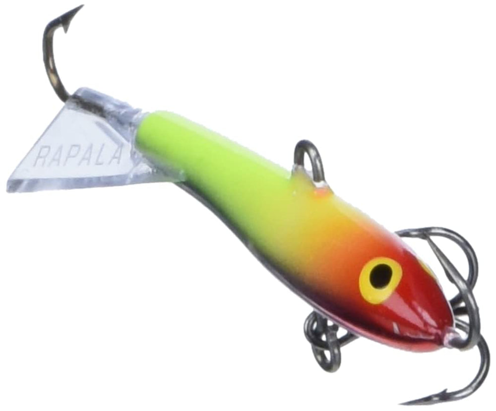 Rapala Jigging Rap 05 Clown close up of hooks and eyelet.
