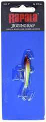 Rapala Jigging Rap 05 Clown detail of center treble and hooks.