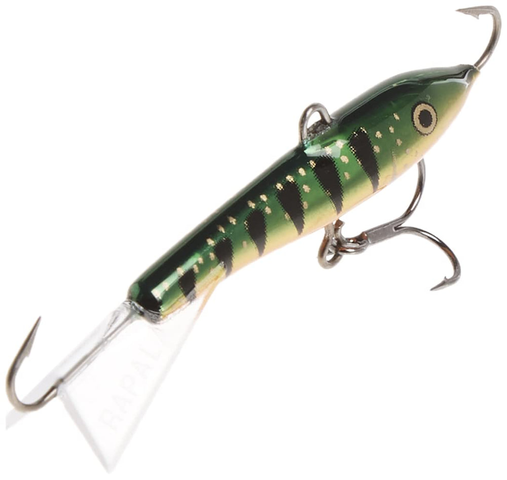 Rapala Jigging Rap 05 Perch eyelet detail highlights secure hardware and reliable hooks