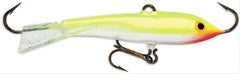 Rapala Jigging Rap 05 lure with silver fluorescent chartreuse color for lifelike jigging action.
