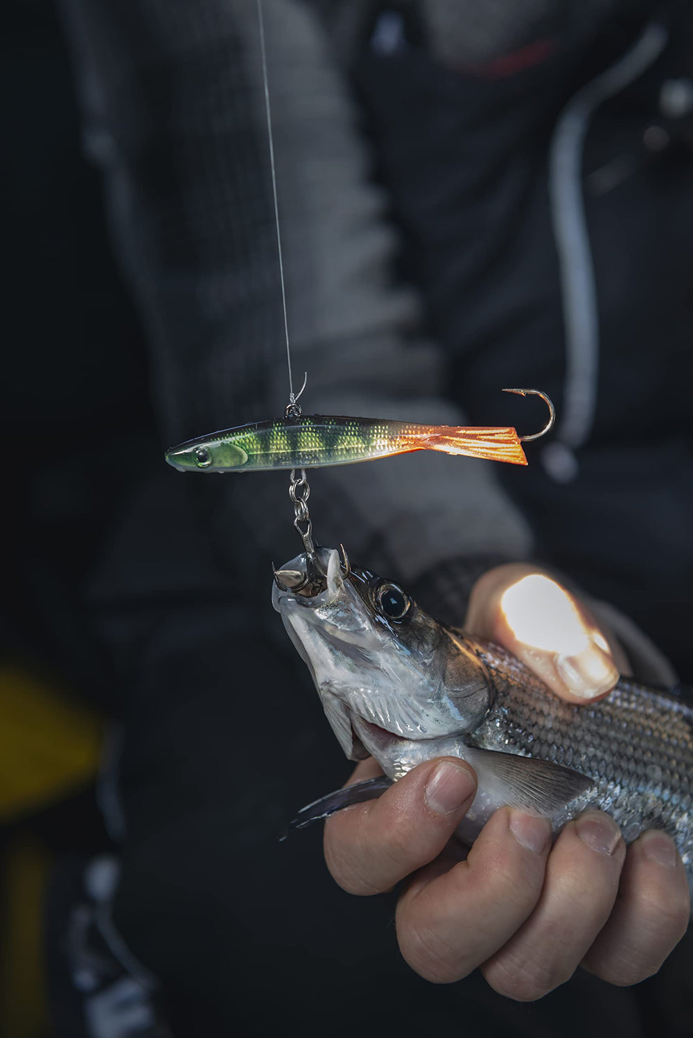 Rapala Jigging Shadow Rap 09 Live Perch — action shot illustrating quick water starts
