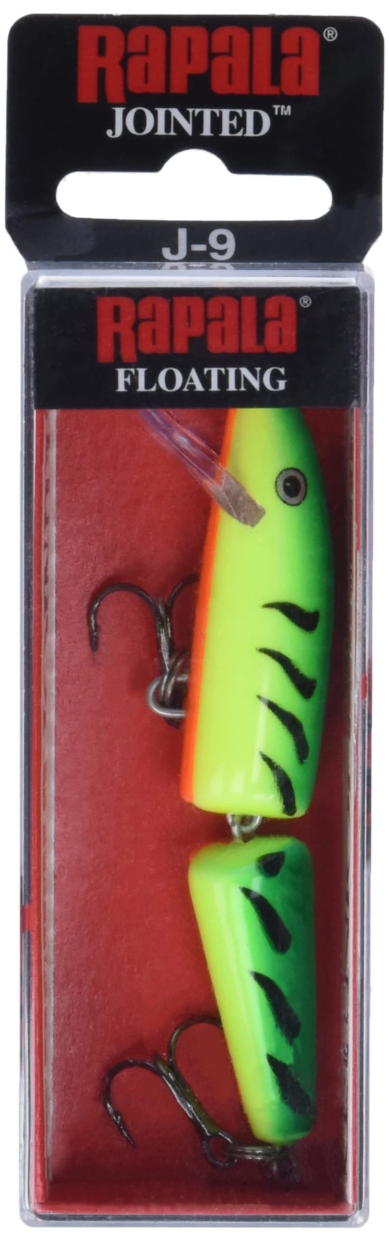 Rapala Jointed 09 Firetiger lure close-up on VMC hooks for reliability