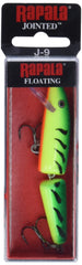 Rapala Jointed 09 Firetiger lure close-up on VMC hooks for reliability