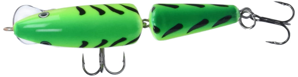 Rapala Jointed 09 Firetiger lure side profile showing broken-back design for varied retrieves