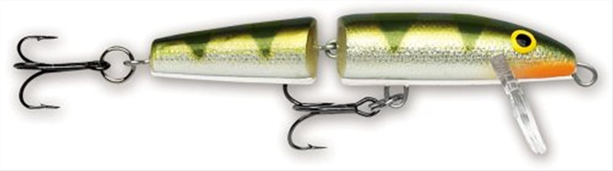 Rapala Jointed 11 Yellow Perch lure; realistic baitfish action for precise casts and enticing retrieves.