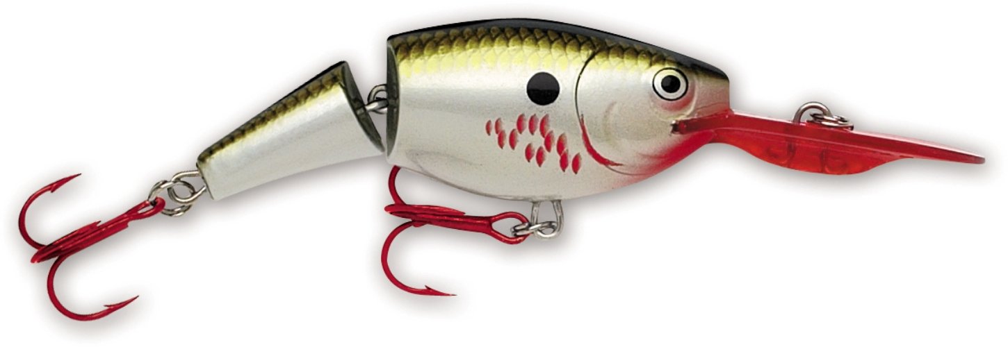 Rapala Jointed Shad Rap 04 Bleeding Olive Flash lure with wounded-minnow action and loud rattle