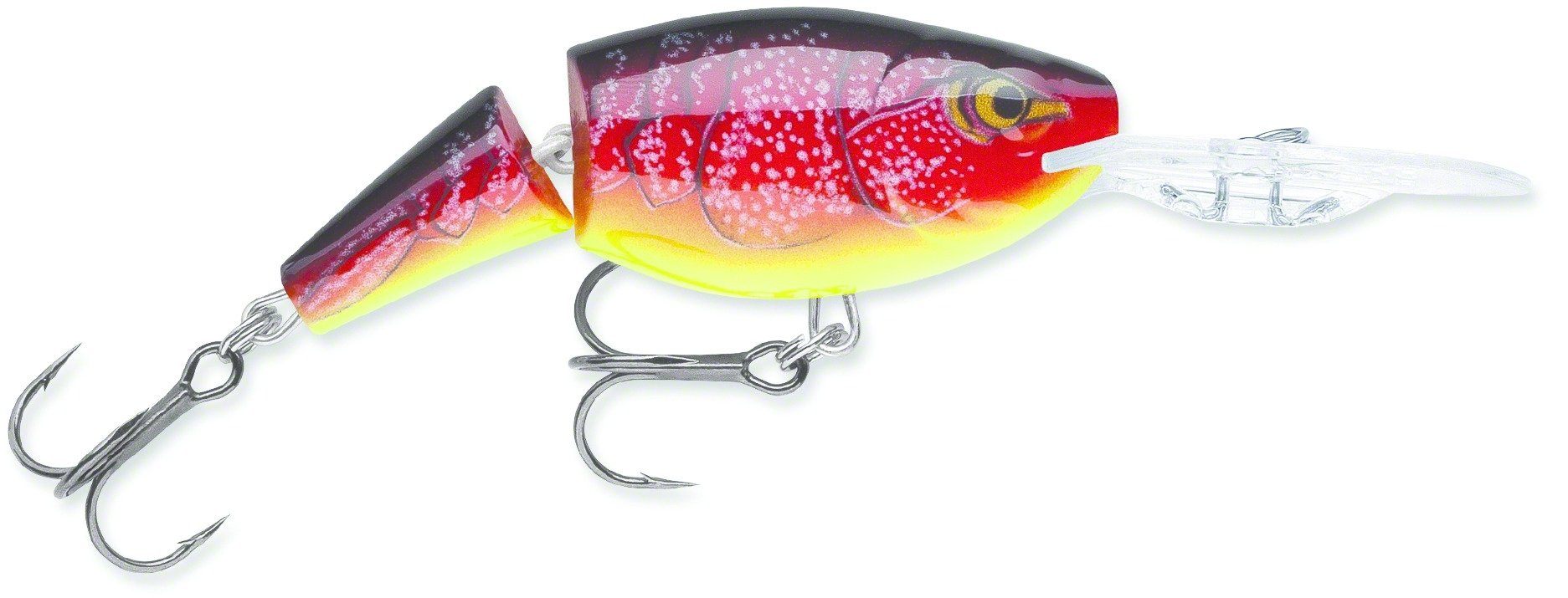 Rapala Jointed Shad Rap 05 Redfire Crawdad lure front-angle view for casting versatility