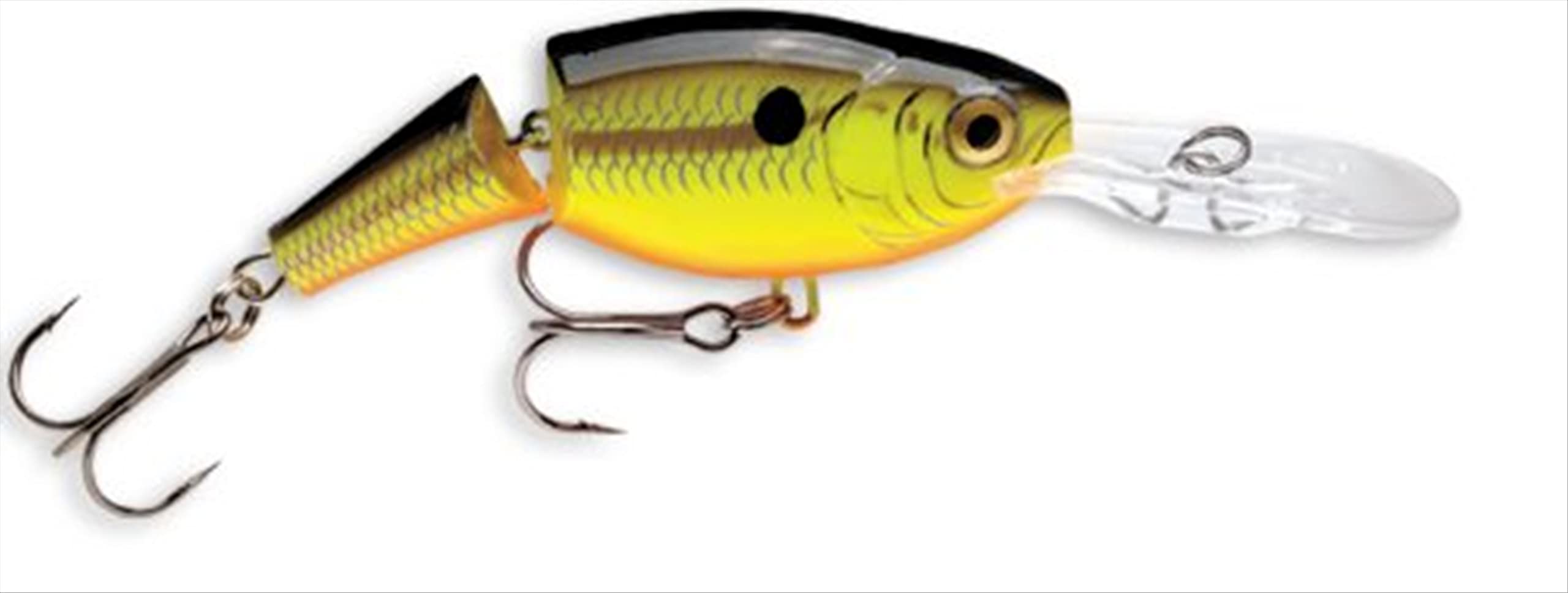 Rapala Jointed Shad Rap 07 lure in chartreuse black, lifelike wounded-minnow action to attract wary bass.