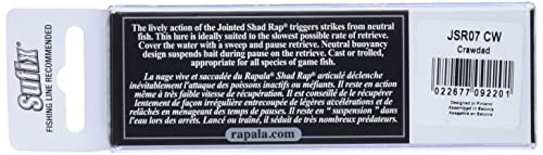 Rapala Jointed Shad Rap 07 Crawdad in-water action shows tail wag and rattle.