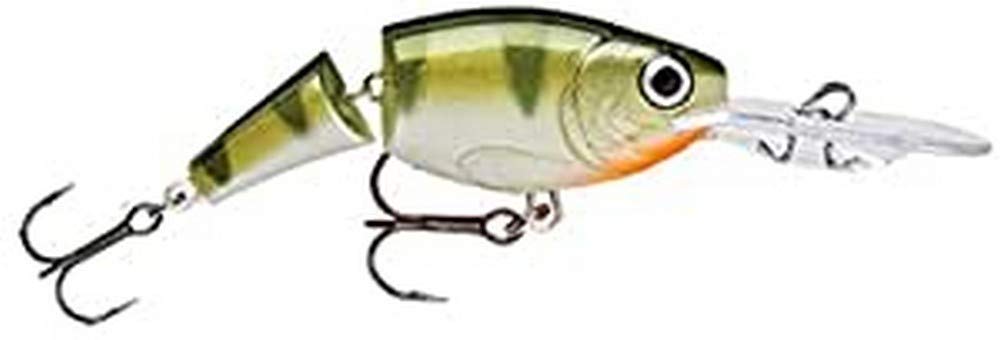 Rapala Jointed Shad Rap Curls front view, vibrant yellow bass lure for bass trolling.