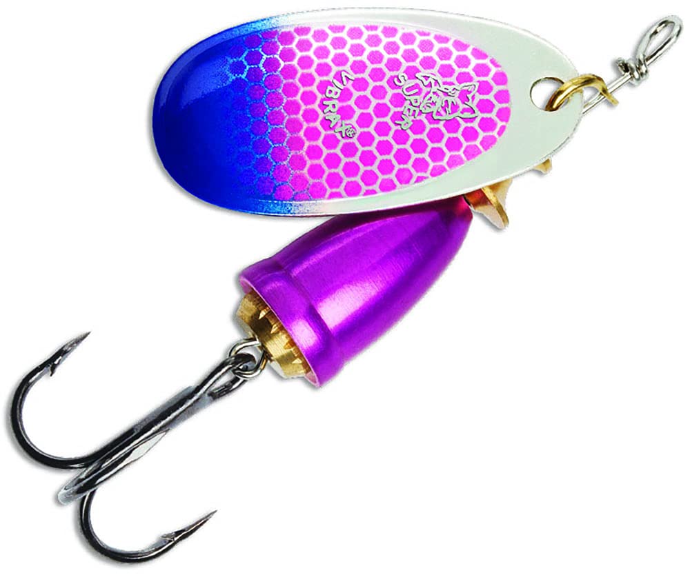 Rapala Normark Classic Vibrax 00 lure with cerise scale and UV blue tip for improved visibility