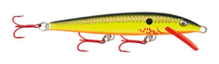 Rapala Original Floater 11 Bleeding Hot Olive, front view, lifelike minnow profile for versatile shallow-to-surface fishing