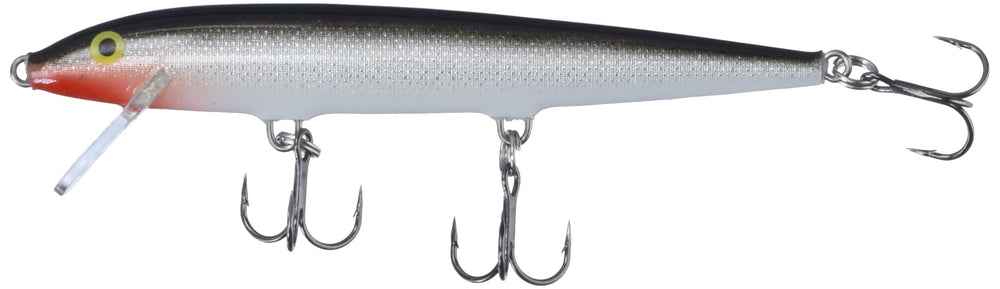 Rapala Original Floater 11 Silver side view showing lifelike wounded minnow profile.