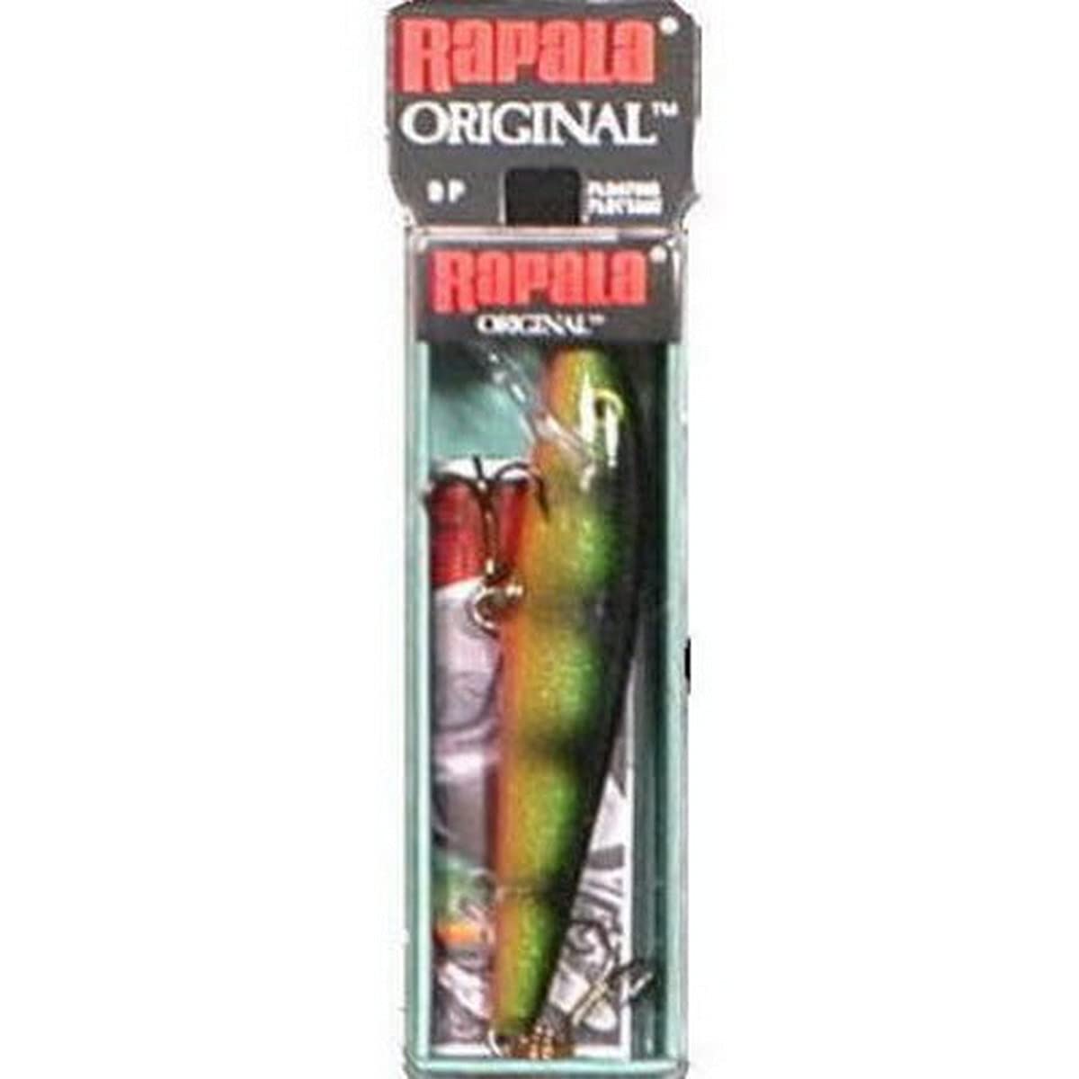 Rapala Original Floater 11 lure, yellow perch pattern, mimics wounded minnow for enticing topwater and shallow bites